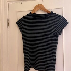 navy Blue and Gray Striped Tee Shirt